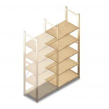 Houten legbordstelling BT Combi 2080x870x500 mm (hxbxd) 5 niveaus aanbouwsectie