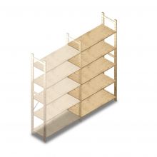 Houten legbordstelling BT Combi 2080x970x370 mm (hxbxd) 5 niveaus aanbouwsectie
