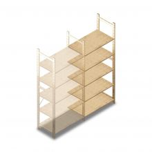 Houten legbordstelling BT Combi 2080x970x500 mm (hxbxd) 5 niveaus aanbouwsectie