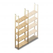 Houten legbordstelling BT Combi 2380x870x280 mm (hxbxd) 5 niveaus beginsectie