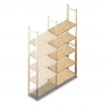 Houten legbordstelling BT Combi 2380x870x370 mm (hxbxd) 5 niveaus aanbouwsectie