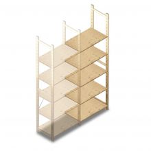 Houten legbordstelling BT Combi 2380x870x500 mm (hxbxd) 5 niveaus aanbouwsectie