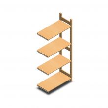 Houten legbordstelling BT Euro 1800x770x400 mm (hxbxd) 4 niveaus aanbouwsectie