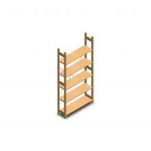 Houten legbordstelling BT Euro 2100x970x300 mm (hxbxd) 5 niveaus beginsectie