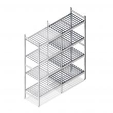 Hygiënische stelling 6611 1800x660x560 mm (hxbxd) 4 niveaus aanbouwsectie