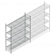 Hygiënische stelling 6811 1800x1200x460 mm (hxbxd) 4 niveaus beginsectie