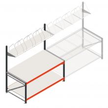 Inpaktafel dubbellaags met opbouw 1965x1000x2000 mm (bxdxh) beginsectie