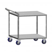 Lichte tafelwagen Begra T8083 200 kg met 2 etages en opstaande duwbeugel 830x800 mm (lxb)