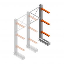 Medium draagarmstelling IT enkelzijdig 2455x1000x600 mm (hxbxd) 3 niveaus aanbouwsectie