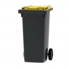 Afvalcontainer, mobiele rolcontainer 120 liter grijs geel