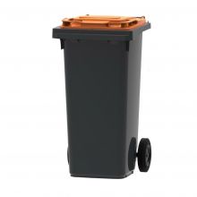 Afvalcontainer, mobiele rolcontainer 120 liter grijs oranje 