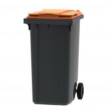 Afvalcontainer, mobiele rolcontainer 240 liter grijs oranje