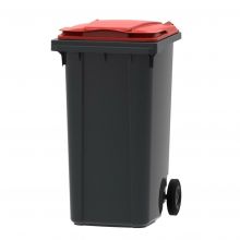 Afvalcontainer, mobiele rolcontainer 240 liter grijs rood 
