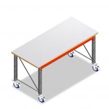 Typisch bibliotheek tent Mobiele werkbank, werktafel op wielen dubbellaags 1850x1000x940 mm (lxdxh)  frames voorgemonteerd | Bestel eenvoudig bij Begra