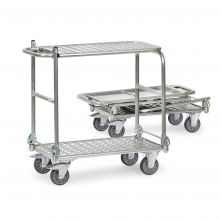 Inklapbare aluminium tafelwagen 200 kg met 2 inklapbare duwbeugels en inklapbare etage 900x600
