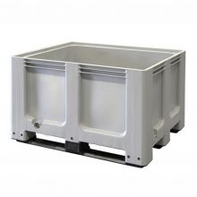 Palletbox blokpalletformaat 1200x1000x760 mm (lxbxh) op 3 sleeplatten grijs