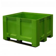 Palletbox blokpalletformaat 1200x1000x760 mm (lxbxh) op 3 sleeplatten groen