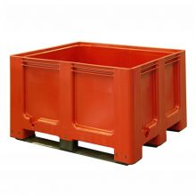 Palletbox blokpalletformaat 1200x1000x760 mm (lxbxh) op 3 sleeplatten rood