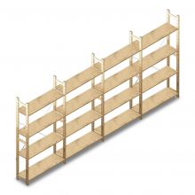 Voordeelrij houten legbordstelling BT Combi 1780x4030x280 mm (hxbxd) 4 niveaus