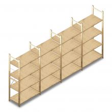Voordeelrij houten legbordstelling BT Combi 1780x4030x500 mm (hxbxd) 4 niveaus