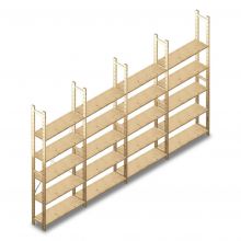 Voordeelrij houten legbordstelling BT Combi 2380x4030x280 mm (hxbxd) 5 niveaus