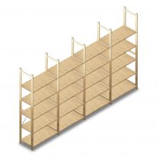 Voordeelrij houten legbordstelling BT Combi 2380x4030x500 mm (hxbxd) 5 niveaus