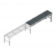 Rollenbaan niet-aangedreven 2000x420x630-930 kunststof rollen hoh 75 aanbouwsectie