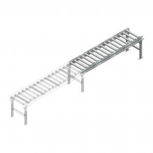 Rollenbaan niet-aangedreven 2000x420x630-930 stalen rollen hoh 125 aanbouwsectie