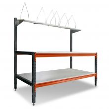 Verstelbare inpaktafel dubbellaags met opbouw 1950x1000x1600-1750 mm (lxdxh) aanbouwsectie