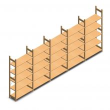 Voordeelrii houten legbordstelling BT Euro 2100x5030x400 mm (hxbxd) 5 niveaus