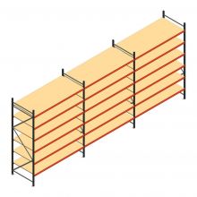 Voordeelrij grootvakstelling AR 3000x8308x1000 mm (hxbxd) 6 niveaus antraciet met voorgemonteerde frames