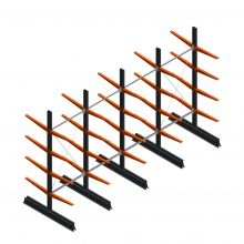 Voordeelrij lichte draagarmstelling dubbelzijdig 2500x4100x600 mm (hxbxd) 4 niveaus
