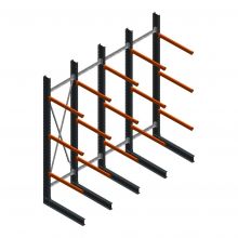 Voordeelrij zware draagarmstelling enkelzijdig 4000x4091x1200 mm (hxbxd) 3 niveaus