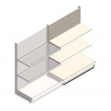 Wandstelling Tego 1400x1000x470 mm (hxbxd) 3 niveaus RAL9001 aanbouwsectie