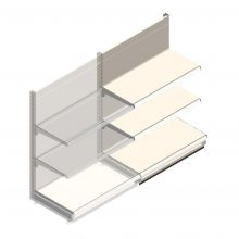 Wandstelling Tego 1400x1000x570 mm (hxbxd) 3 niveaus RAL9001 aanbouwsectie
