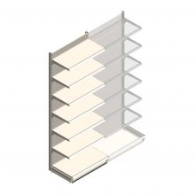 Wandstelling Tego 2800x1000x570 mm (hxbxd) 7 niveaus RAL9001 beginsectie