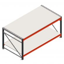 Werktafel grootvakstelling dubbellaags beginsectie 1965x1000x900 mm (lxdxh) frames niet voorgemonteerd