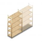 Houten legbordstelling BT Combi 2080x1170x500 mm (hxbxd) 5 niveaus beginsectie