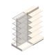 Gondola Tego winkelstelling 2400x1000x470 mm (hxbxd) 6 niveaus RAL9001 aanbouwsectie