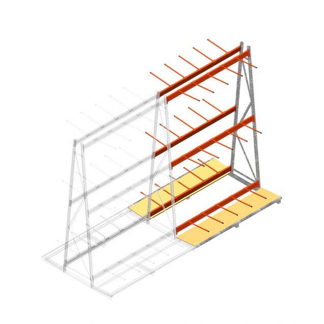 Stelling voor verticale opslag AR dubbelzijdig 3000x1850x1700 mm (hxbxd) 3 niveaus aanbouwsectie