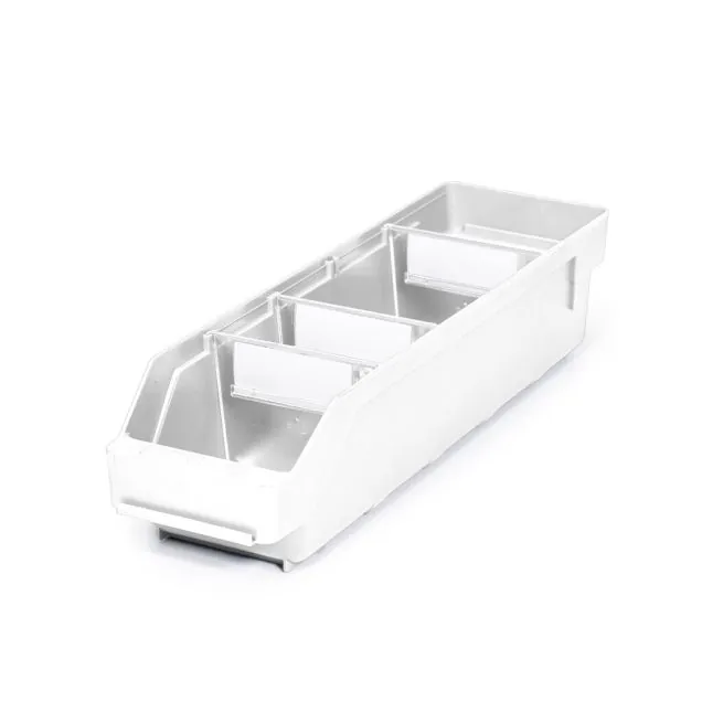 Magazijnbak 4012 Wit met 3 verdeelschotten en 4 labels 400x120x95mm (lxbxh)