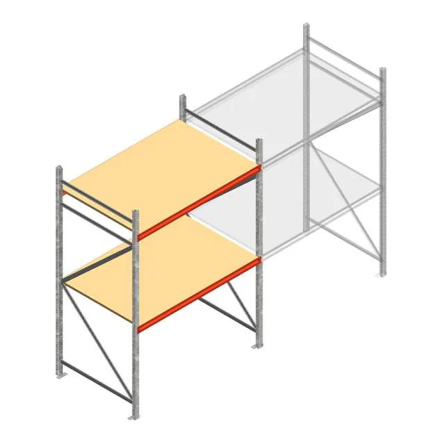 Grootvakstelling AR 2000x1850x1000 mm (hxbxd) 2 niveaus verzinkt beginsectie