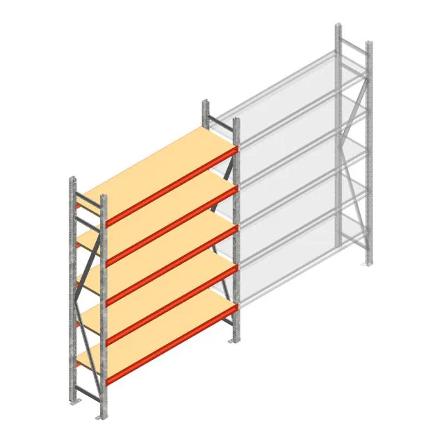 Grootvakstelling AR 2500x1850x500 mm (hxbxd) 5 niveaus verzinkt beginsectie