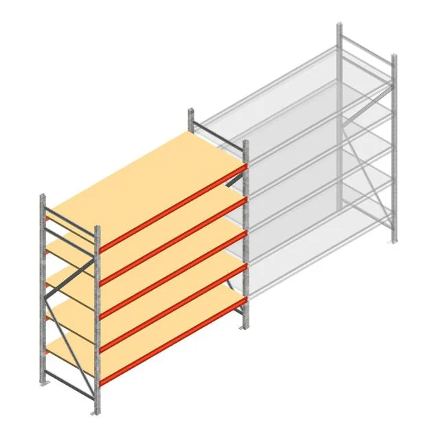 Grootvakstelling AR 2500x2010x800 mm (hxbxd) 5 niveaus verzinkt beginsectie