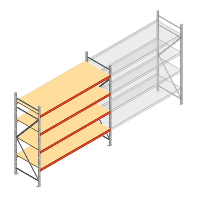 Grootvakstelling AR 2250x2700x900 mm (hxbxd) 4 niveaus verzinkt beginsectie