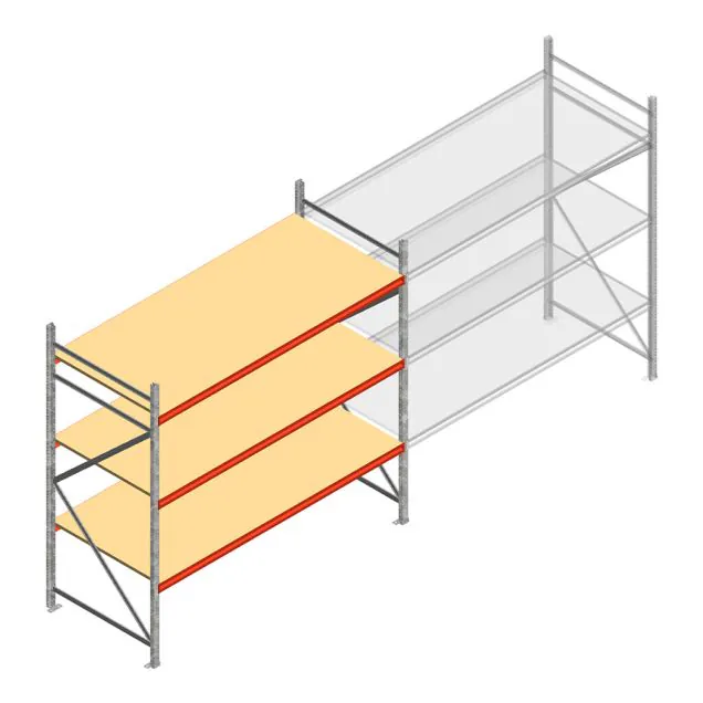 Grootvakstelling AR 2000x2700x1000 mm (hxbxd) 3 niveaus verzinkt beginsectie