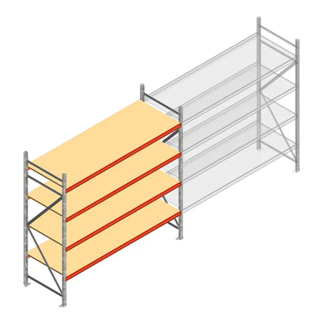 Grootvakstelling AR 2500x2700x900 mm (hxbxd) 4 niveaus verzinkt beginsectie