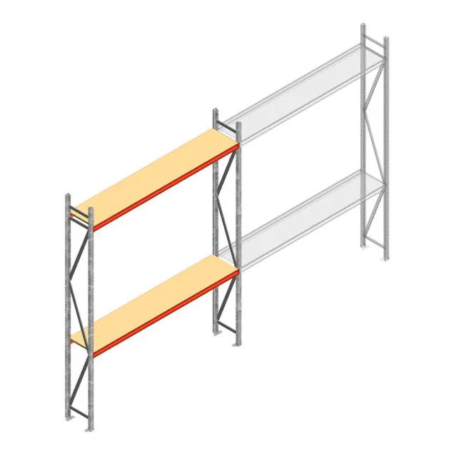 Grootvakstelling AR 3000x2700x400 mm (hxbxd) 2 niveaus verzinkt beginsectie