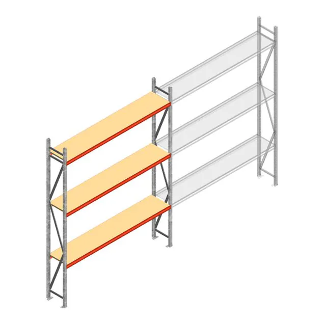 Grootvakstelling AR 3000x2700x400 mm (hxbxd) 3 niveaus verzinkt beginsectie