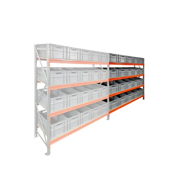 Bakkenkast AR 2000x2250x600 mm (hxbxd) 4 niveaus met 20 euronormbakken aanbouwsectie